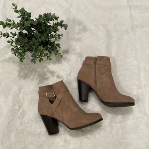 Call It Spring Taupe Suede Ankle Boots/Booties. EUC